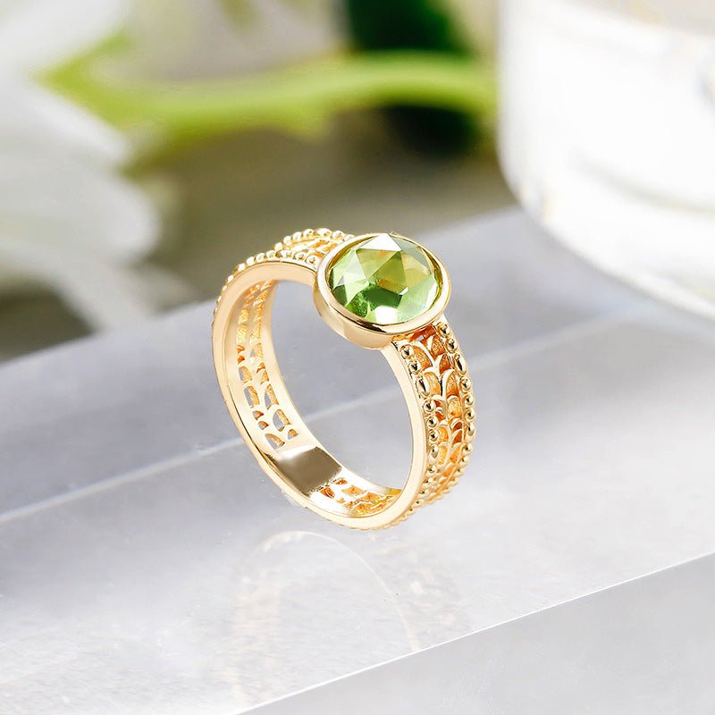 Bague Péridot Olive Argent Plaqué Or – Bijou Relaxation - Biloria