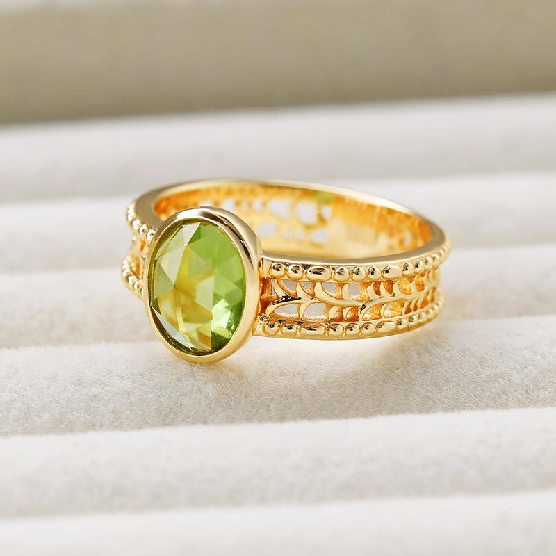 Bague Péridot Olive Argent Plaqué Or – Bijou Relaxation - Biloria