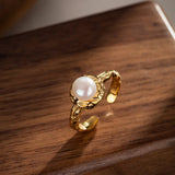 Bague Perle Eau Douce 7 mm - Argent Plaqué Or S925 Ajustable - Biloria