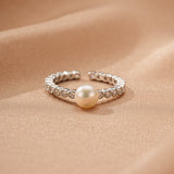 Bague Perle et Zircon Argent 925 Ajustable - Cadeau Féminin - Biloria