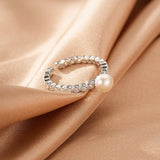 Bague Perle et Zircon Argent 925 Ajustable - Cadeau Féminin - Biloria