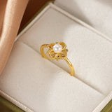 Bague Perle Fleur Dorée Plaqué Or 18K Ajustable - Biloria