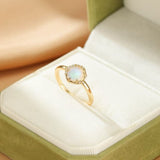 Bague Pierre de Lune ajustable argent plaqué or 10K - Biloria