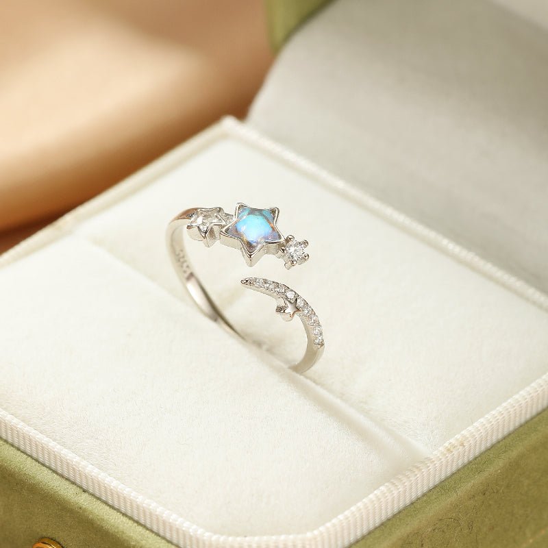 Bague Pierre de Lune Ajustable – Argent Plaqué Or - Biloria