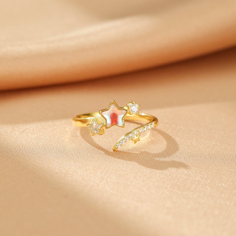 Bague Pierre de Lune Ajustable – Argent Plaqué Or - Biloria