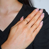 Bague Pierre de Lune Ajustable – Argent Plaqué Or pour Femme - Biloria