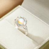 Bague Pierre de Lune Ajustable – Argent S925, Bijou Déco Bureau - Biloria