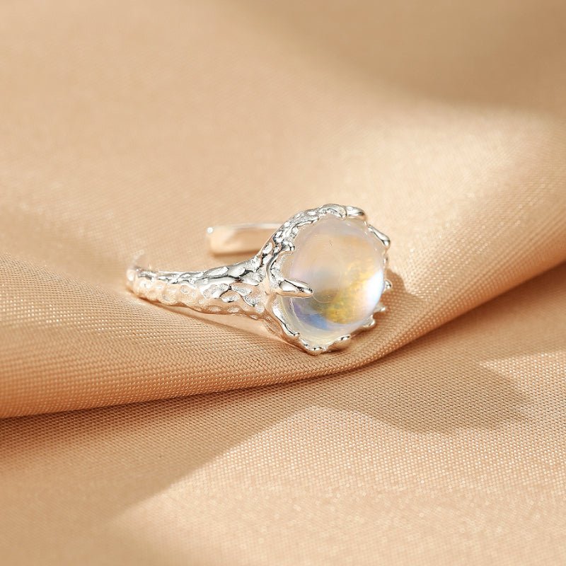 Bague Pierre de Lune Ajustable – Argent S925, Bijou Déco Bureau - Biloria