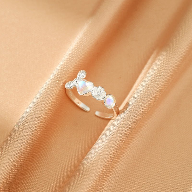 Bague Pierre de Lune Ajustable Argent S925 – Bijou Fleur Intuition - Biloria