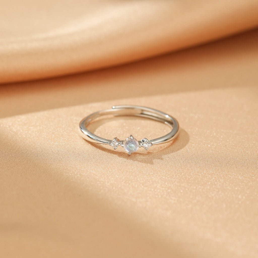 Bague Pierre de Lune Ajustable Argent S925 Zircon - Biloria
