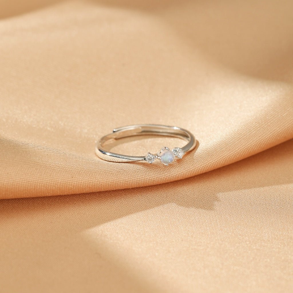Bague Pierre de Lune ajustable Argent S925 zircons - Biloria