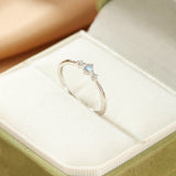Bague Pierre de Lune ajustable Argent S925 zircons - Biloria