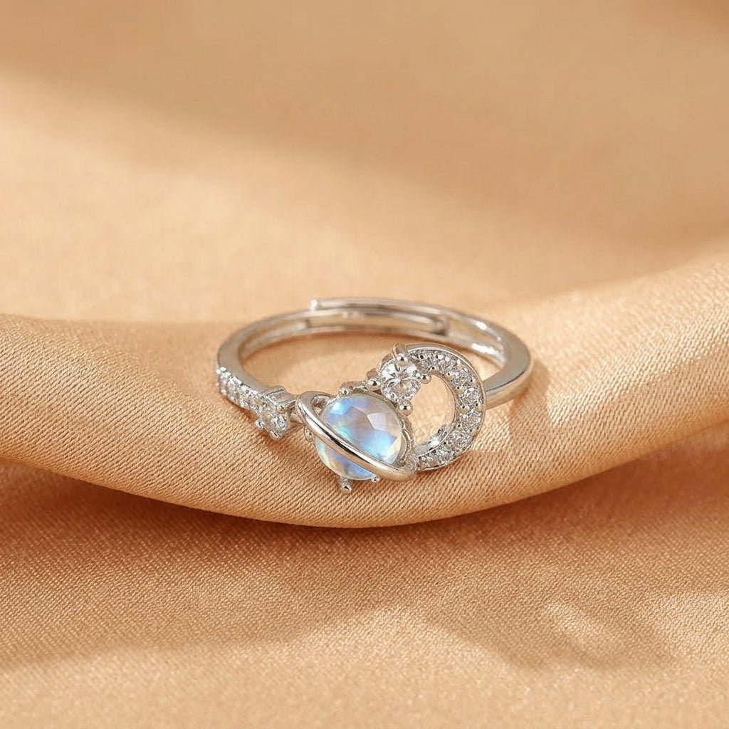 Bague Pierre de Lune Ajustable – Bijou Argent 925 Féminin - Biloria