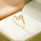 Bague Pierre de Lune Ajustable – Bijou Féminin Argent Plaqué Or - Biloria
