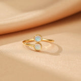 Bague Pierre de Lune Ajustable – Bijou Féminin Argent Plaqué Or - Biloria