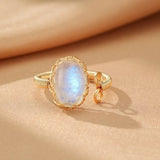 Bague Pierre de Lune Ajustable – Plaqué Or 14k, Vertus Intuitives - Biloria