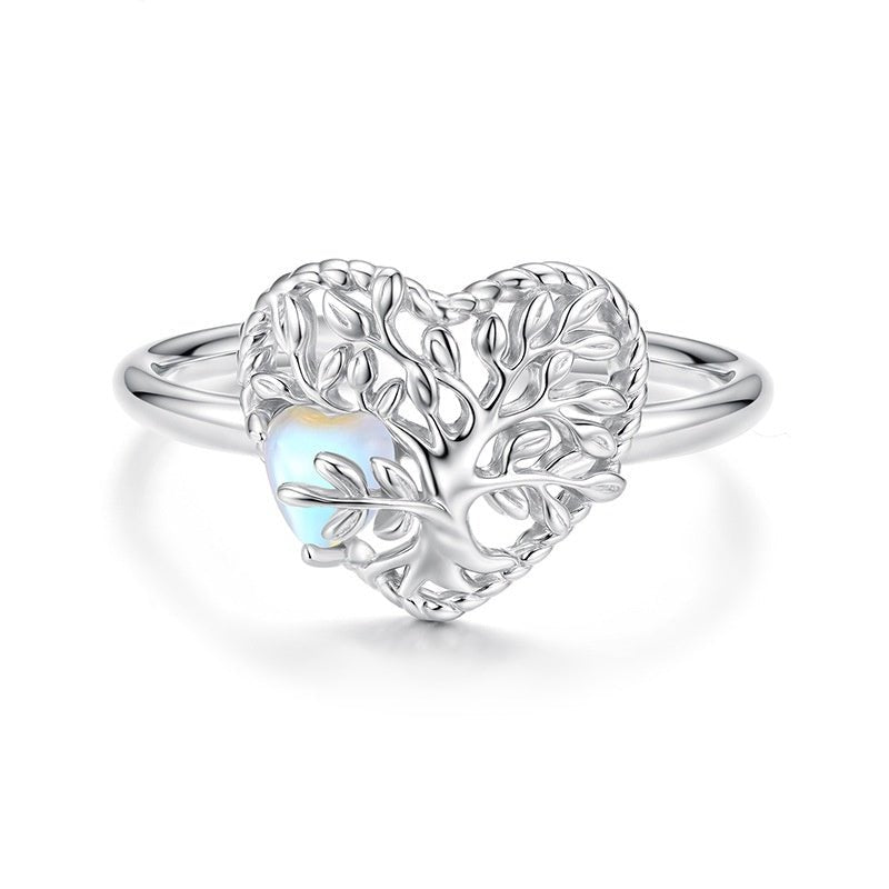 Bague Pierre de Lune Arbre de Vie ajustable Argent 925 - Biloria