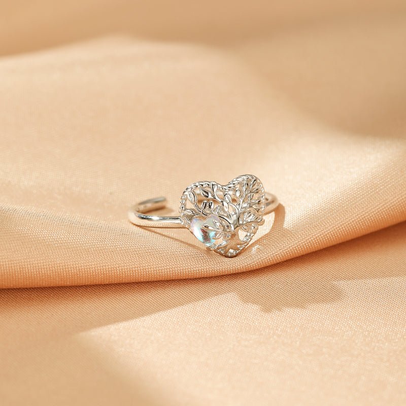 Bague Pierre de Lune Arbre de Vie ajustable Argent 925 - Biloria