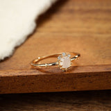 Bague Pierre de Lune Argent Plaqué Or avec Zircon - Biloria