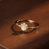 Bague Pierre de Lune Argent Plaqué Or avec Zircon - Biloria
