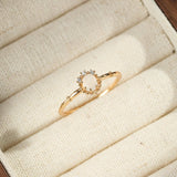 Bague Pierre de Lune Argent Plaqué Or avec Zircon - Biloria