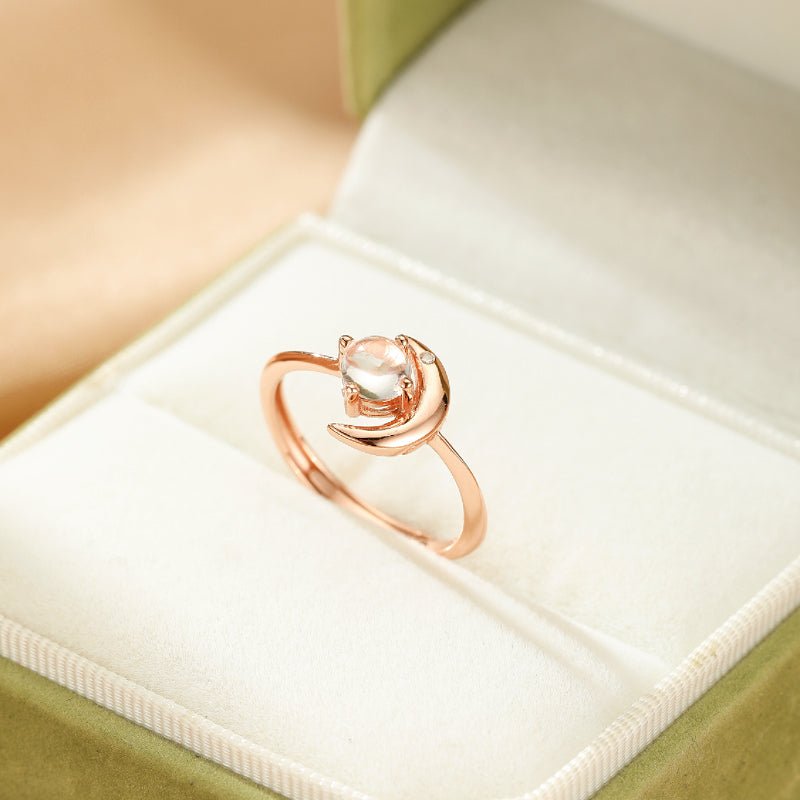 Bague Pierre de Lune Argent Plaqué Or - Bijou Ajustable - Biloria