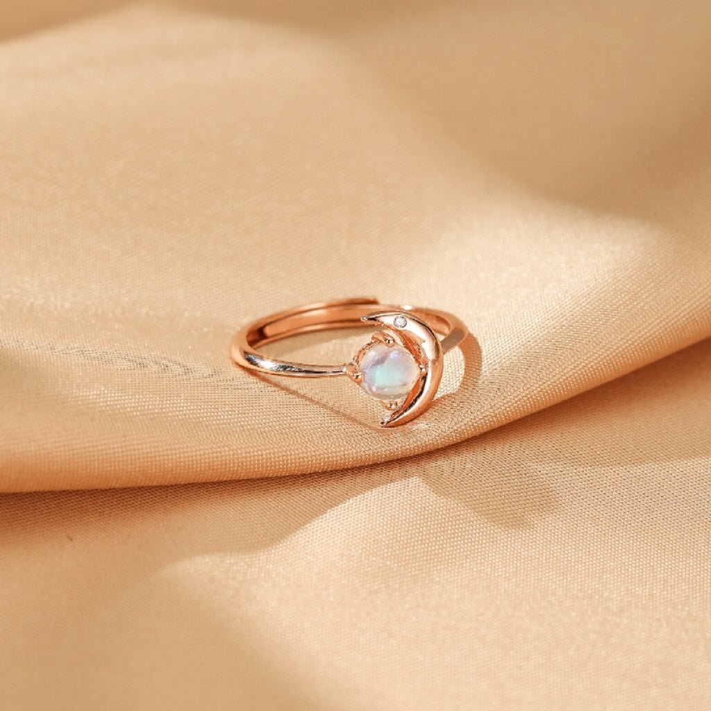 Bague Pierre de Lune Argent Plaqué Or - Bijou Ajustable - Biloria