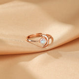 Bague Pierre de Lune Argent Plaqué Or - Bijou Ajustable - Biloria