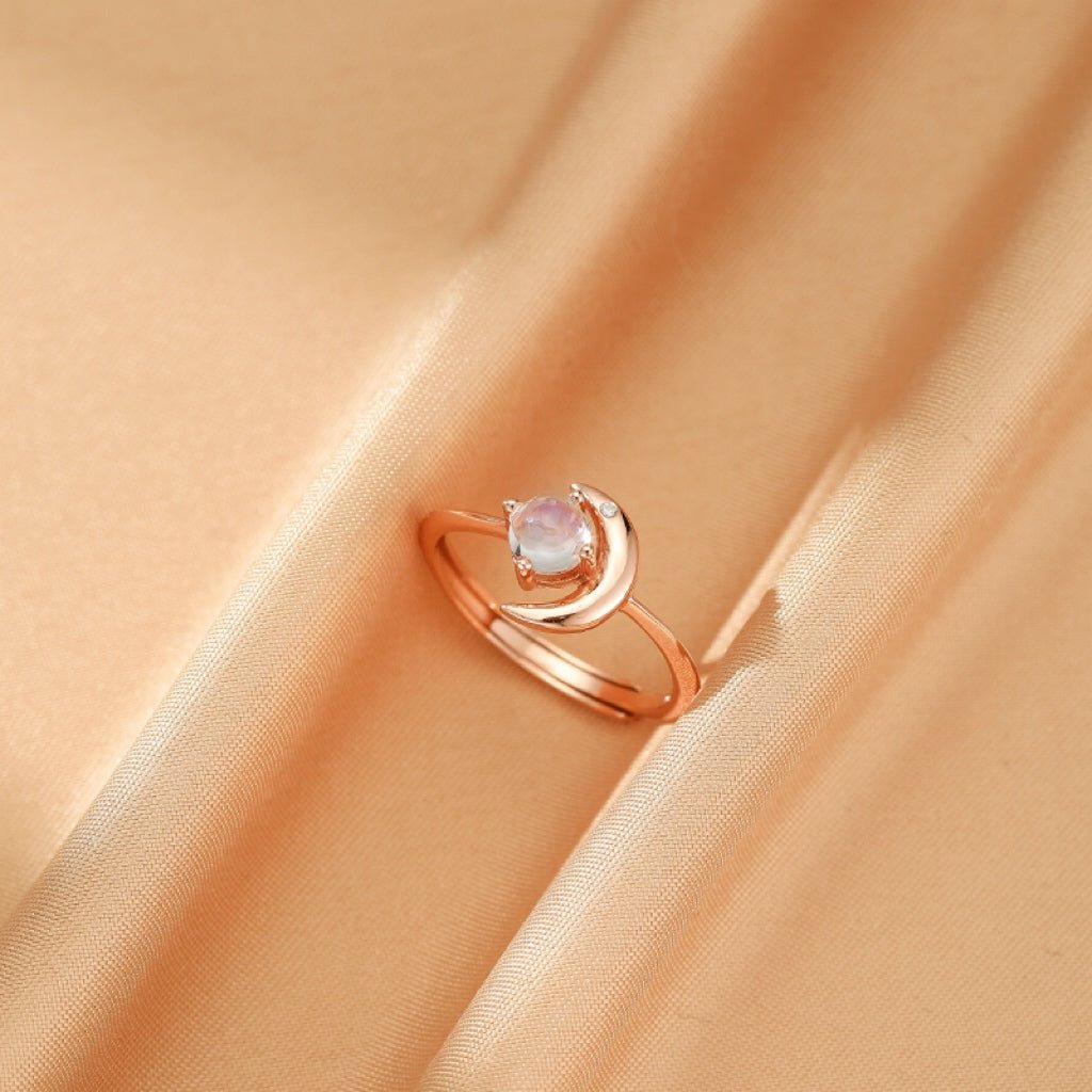 Bague Pierre de Lune Argent Plaqué Or - Bijou Ajustable - Biloria