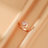 Bague Pierre de Lune Argent Plaqué Or - Bijou Ajustable - Biloria