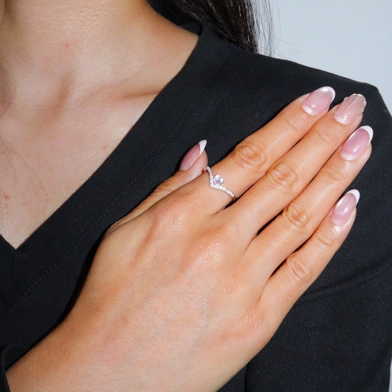 Bague Pierre de Lune Cœur Céleste Argent S925 - Biloria