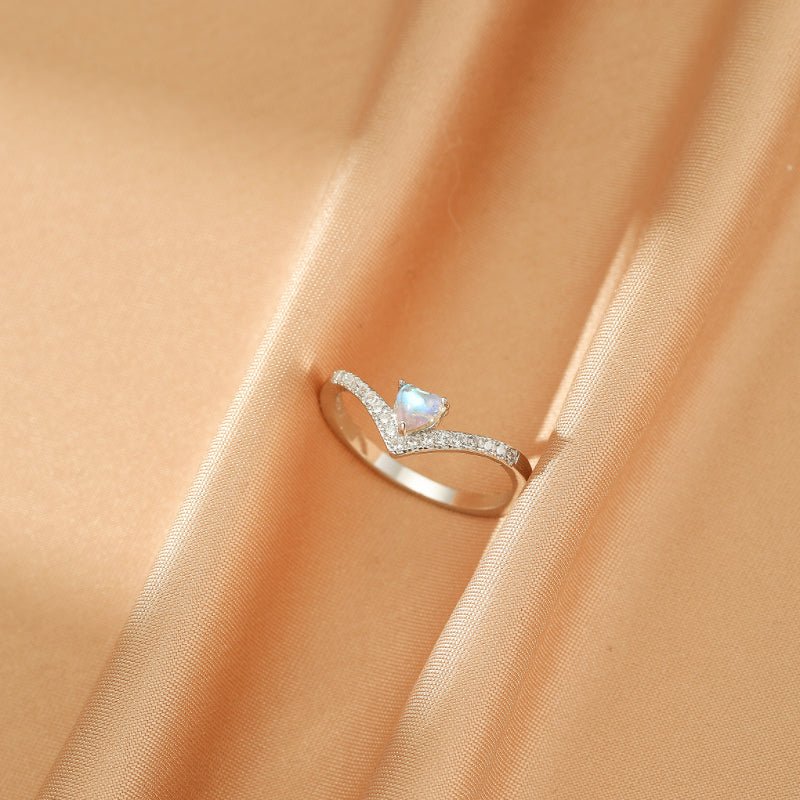 Bague Pierre de Lune Cœur Céleste Argent S925 - Biloria