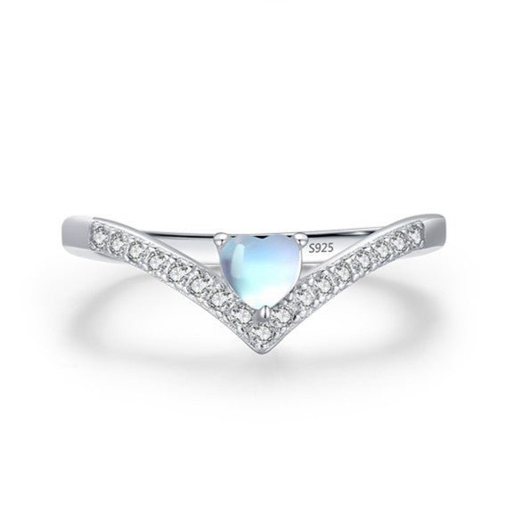 Bague Pierre de Lune Cœur Céleste Argent S925 Faite Main - Biloria