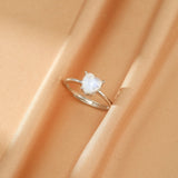 Bague Pierre de Lune Cœur Lunaire en Argent S925 – Bijou Ajustable - Biloria