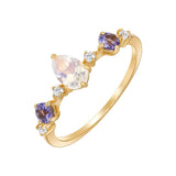 Bague Pierre de Lune et Tanzanite - Bijou Tendance Bureau - Biloria