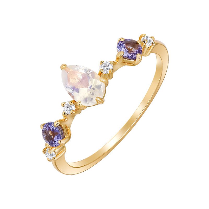 Bague Pierre de Lune et Tanzanite - Bijou Tendance Bureau - Biloria