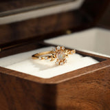 Bague Pierre de Lune Étoile Lune Argent Plaqué Or Ajustable - Biloria