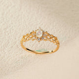 Bague Pierre de Lune Fleur de Lune Argent Plaqué Or - Biloria
