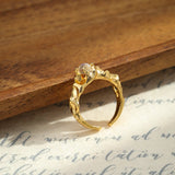 Bague Pierre de Lune Jardin de Lumière, Argent Plaqué Or - Biloria