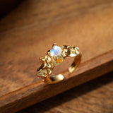 Bague Pierre de Lune Jardin de Lumière, Argent Plaqué Or - Biloria