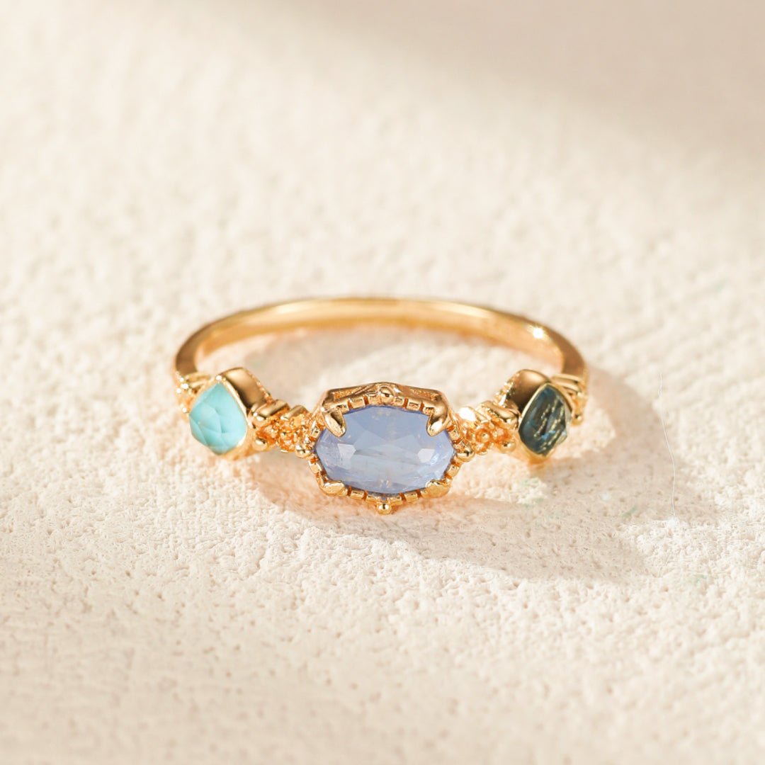Bague Pierre de Lune Luna – Argent Plaqué Or, Bijou Spirituel - Biloria