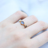 Bague Pierre de Lune Luna – Argent Plaqué Or, Bijou Spirituel - Biloria