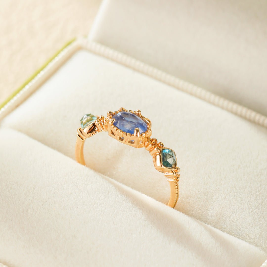 Bague Pierre de Lune Luna – Argent Plaqué Or, Bijou Spirituel - Biloria