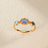 Bague Pierre de Lune Luna – Argent Plaqué Or, Bijou Spirituel - Biloria