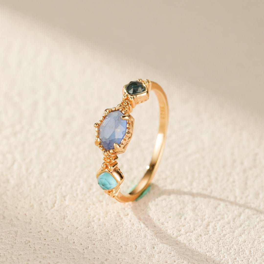 Bague Pierre de Lune Luna – Argent Plaqué Or, Bijou Spirituel - Biloria