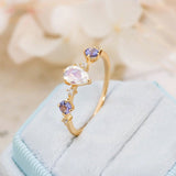 Bague Pierre de Lune Tanzanite Zircon - Argent Plaqué Or - Biloria