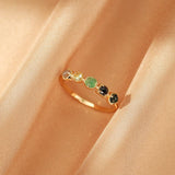 Bague pierres naturelles Labradorite Chrysoprase Péridot méditation - Biloria