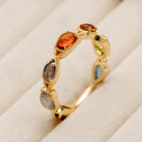 Bague pierres naturelles revitalisantes - argent plaqué or 14K - Biloria