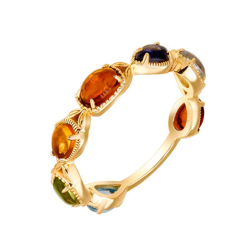 Bague pierres naturelles revitalisantes - argent plaqué or 14K - Biloria