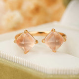 Bague Quartz Rose Ajustable Argent Plaqué Or – Pierre de l'Amour - Biloria